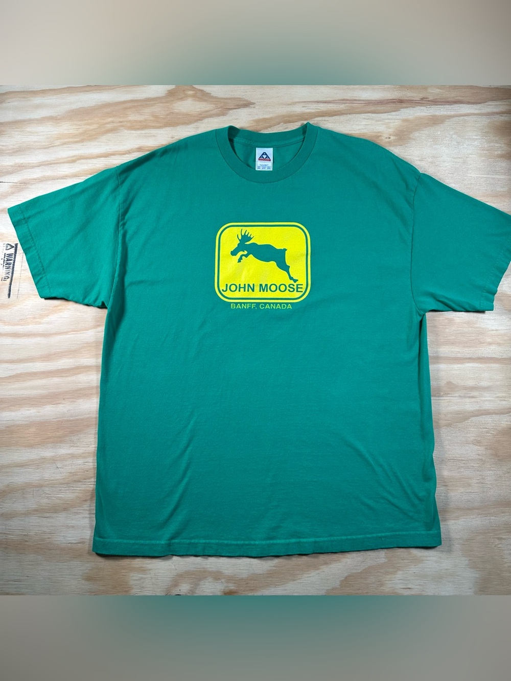 Anvil Green Tee with Yellow Moose Graphic